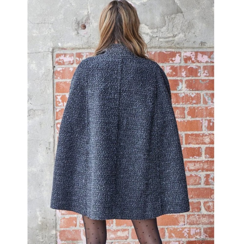 Charcoal Gray Swing Cape Coat Jacket Outerwear - Picture 4 of 5